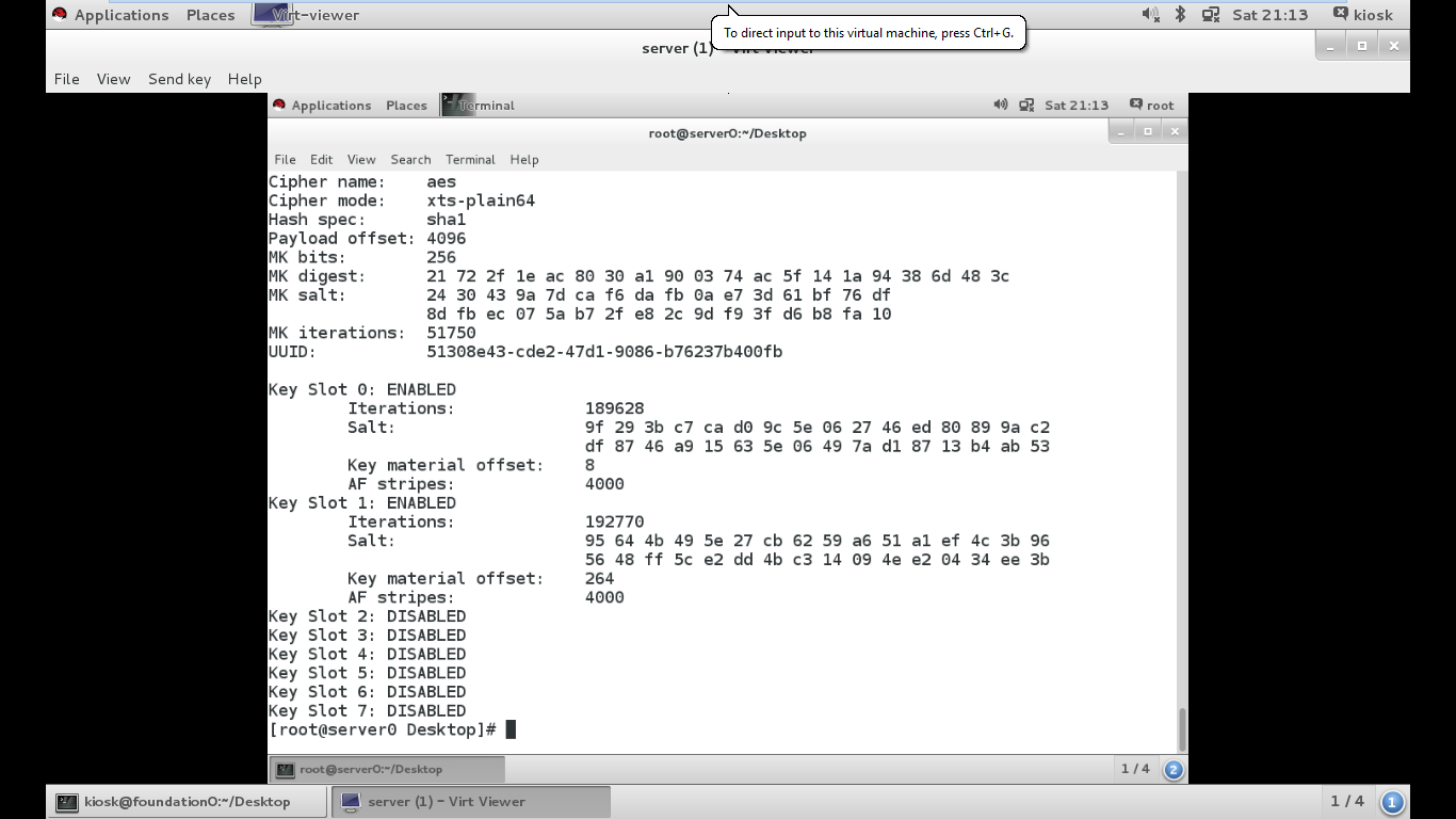 Creating encrypted partition in linux