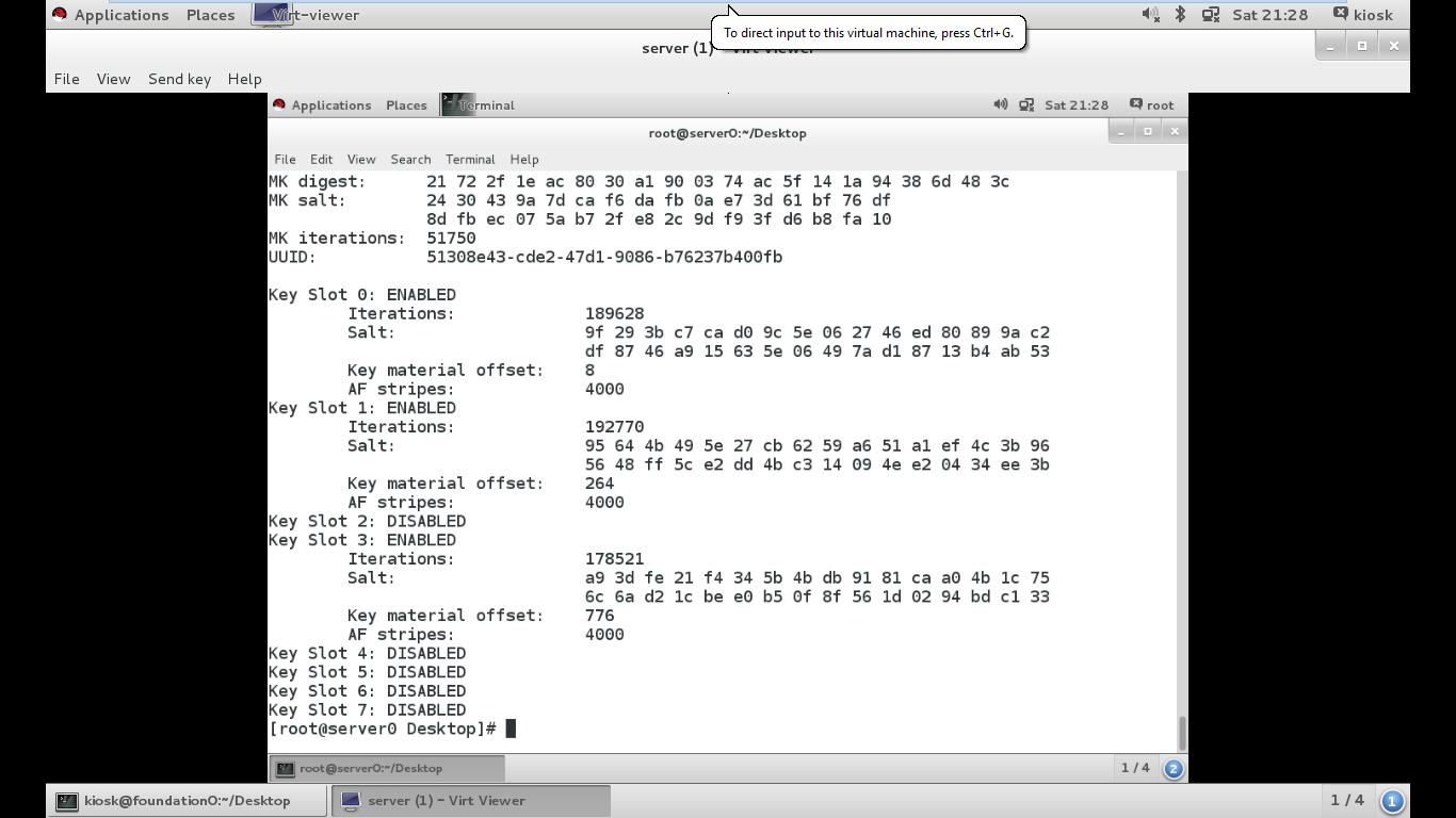 Creating encrypted partition in linux