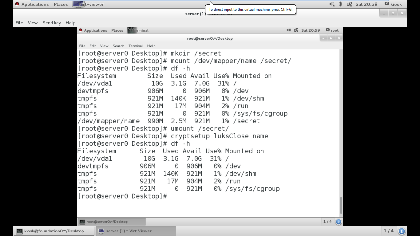 Creating encrypted partition in linux